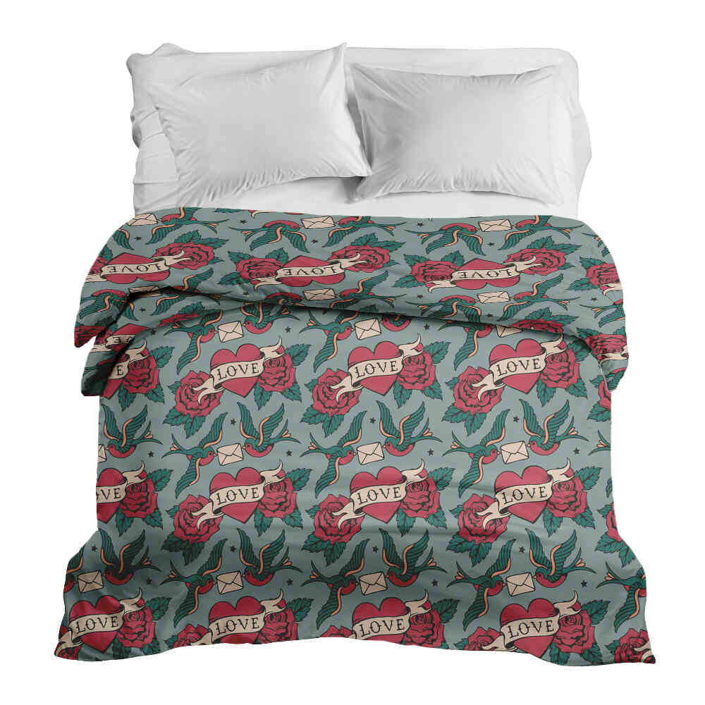 Original Therapiedecke - Baumwollbezug Love Tattoo