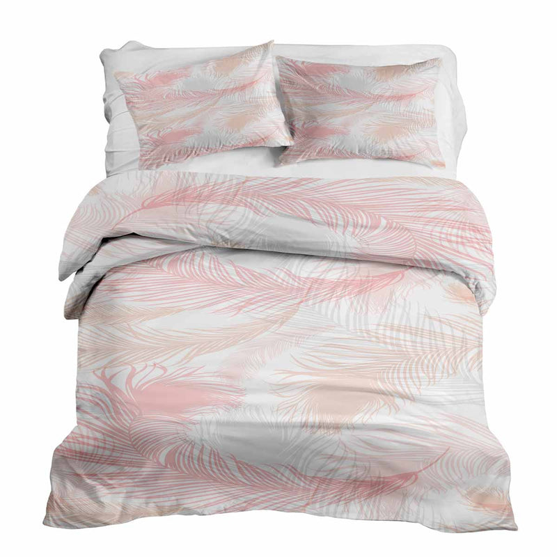 Therapiedekens beddengoed set wit met roze veren