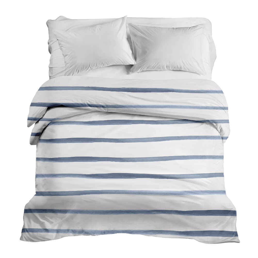 Original Therapiedecke - Baumwollbezug blaue Querstreifen