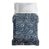 Therapiedekens katoenen hoes blauw met schelpen