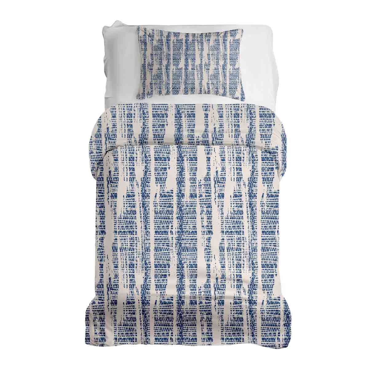 Therapiedekens beddengoedset met blauw patroon