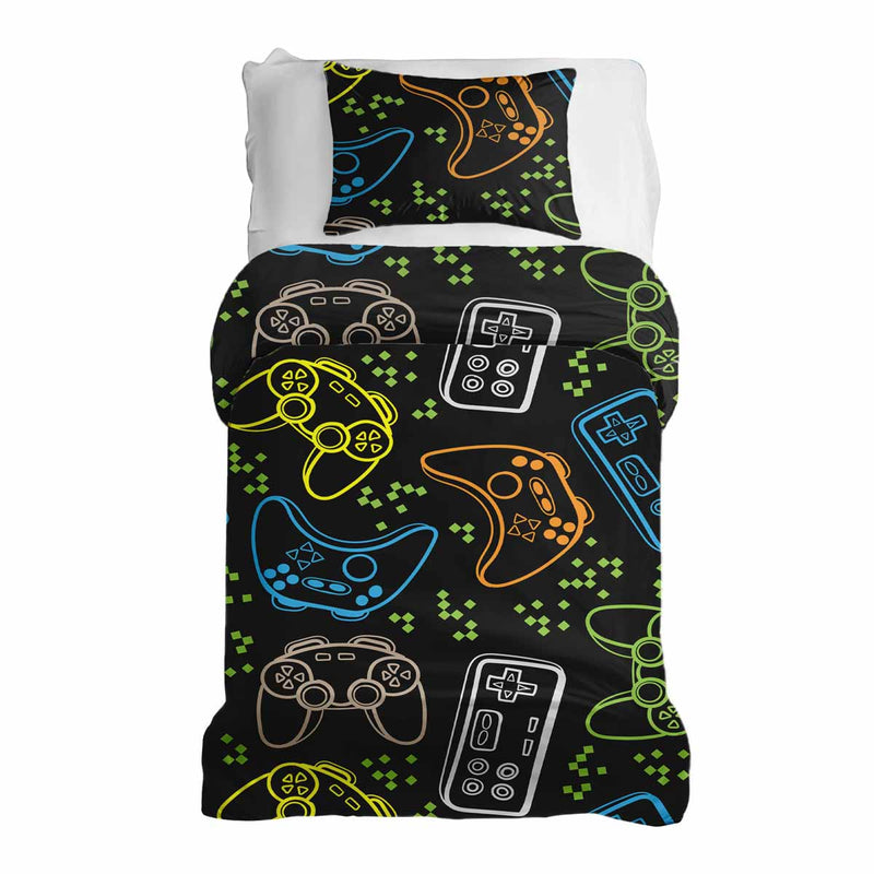Therapiedekens beddengoed set zwart met spelconsoles