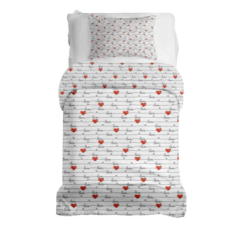 Therapiedekens beddengoed set wit met Love opschrift
