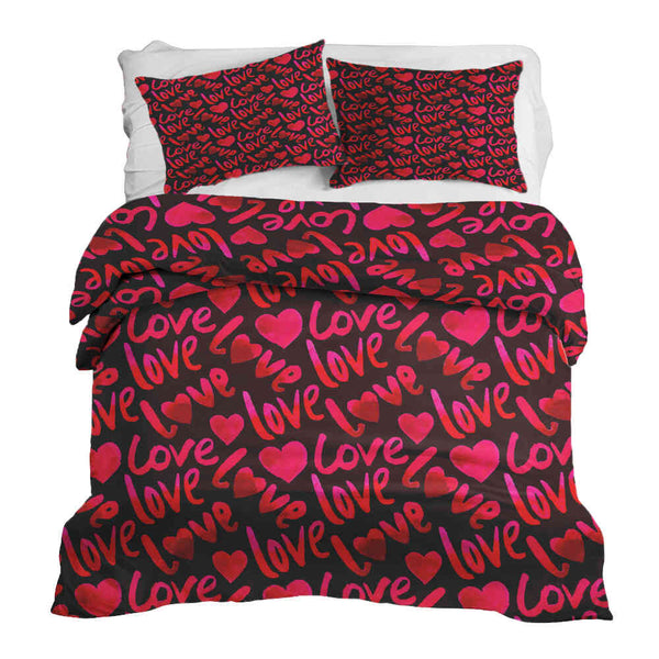 Therapiedekens Beddengoed Set Zwart met Opschrift Love