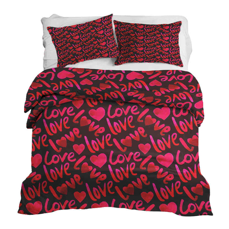 Therapiedekens Beddengoed Set Zwart met Opschrift Love
