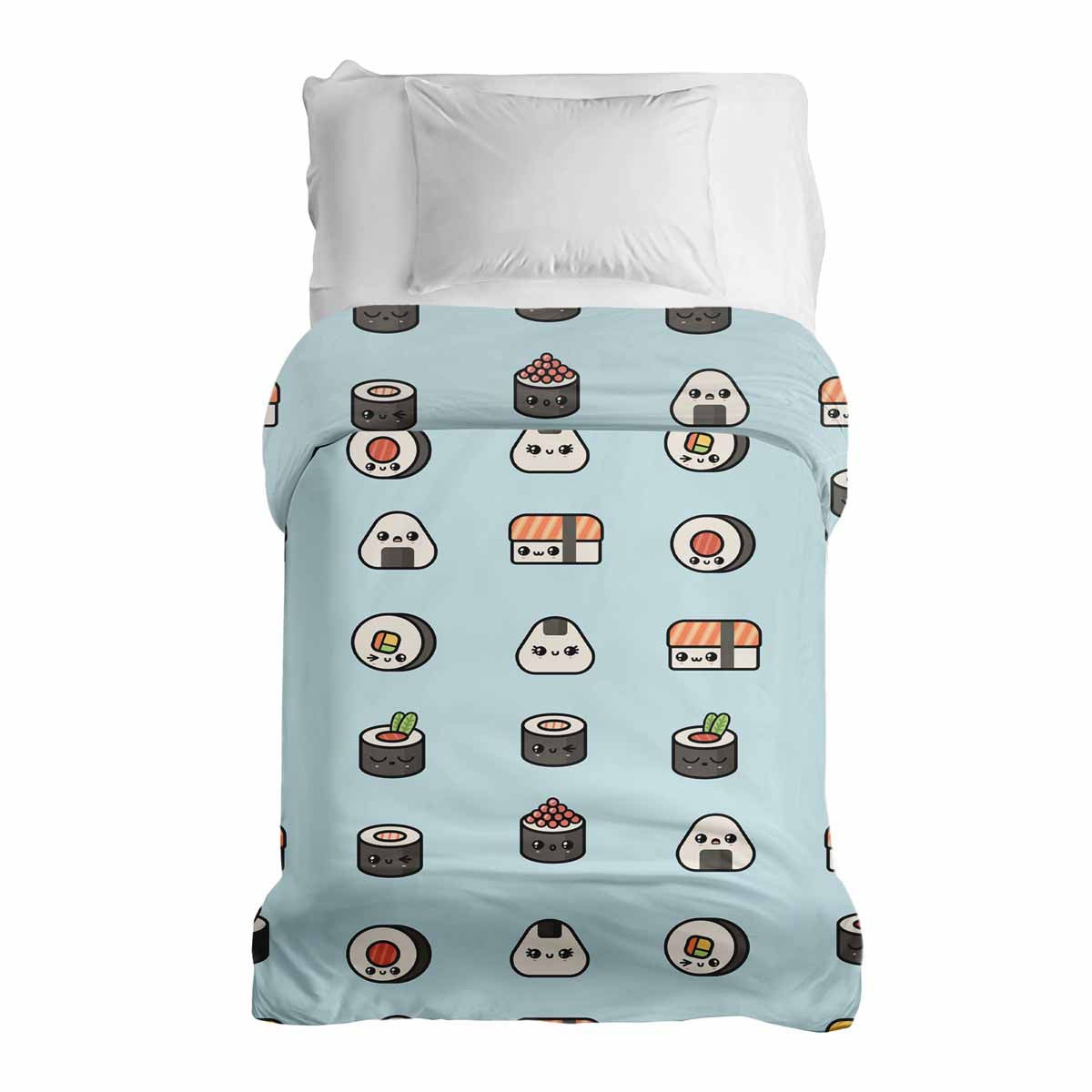 Original Therapiedecke - Baumwollbezug Hellblau mit Sushi