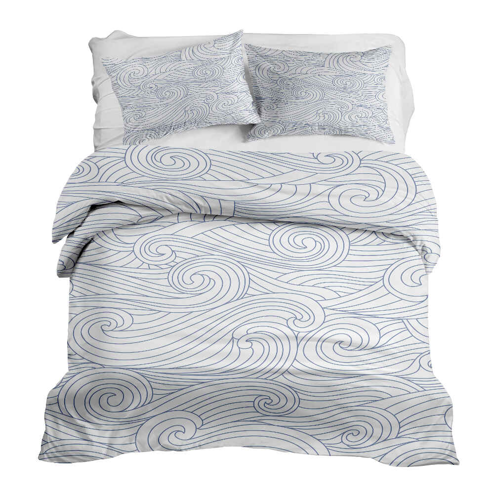 Therapiedekens beddengoed set blauwe golven