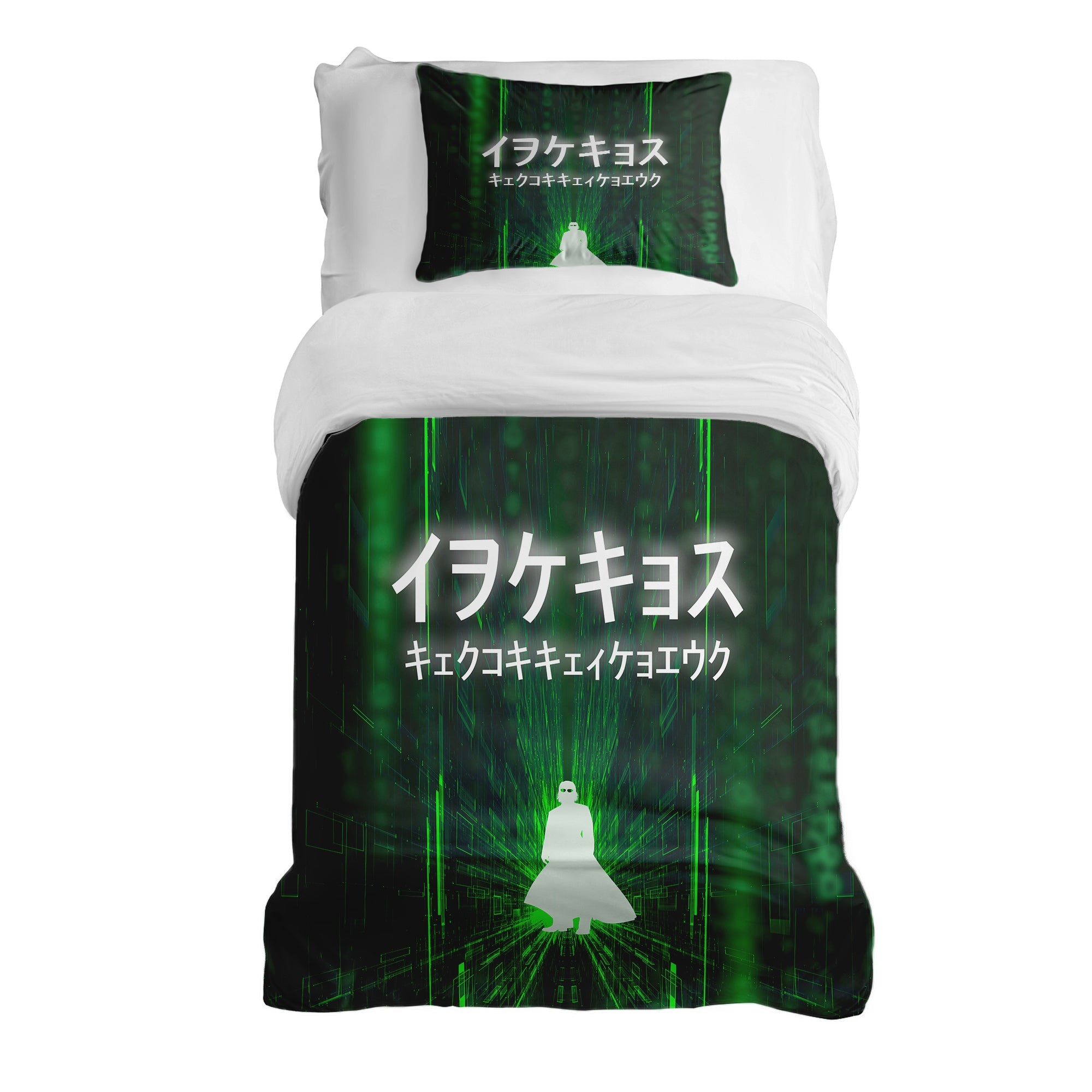 Therapiedekens beddengoedset in groen met schrifttekens