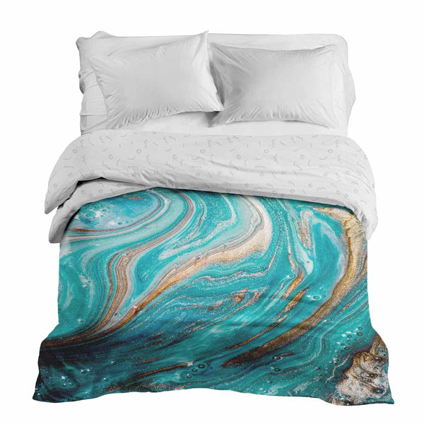 Therapiedekens katoenen hoes marmer turquoise