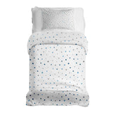 Therapiedekens beddengoed set wit met kleine blauwe vormen