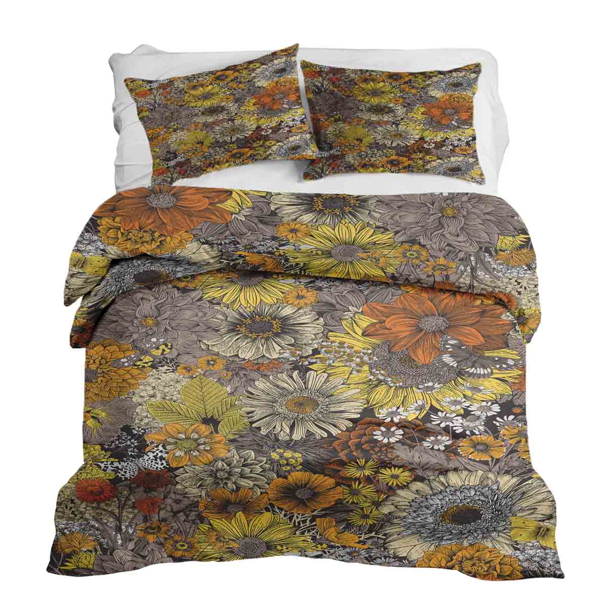 Therapiedekens beddengoed set gele bloemen