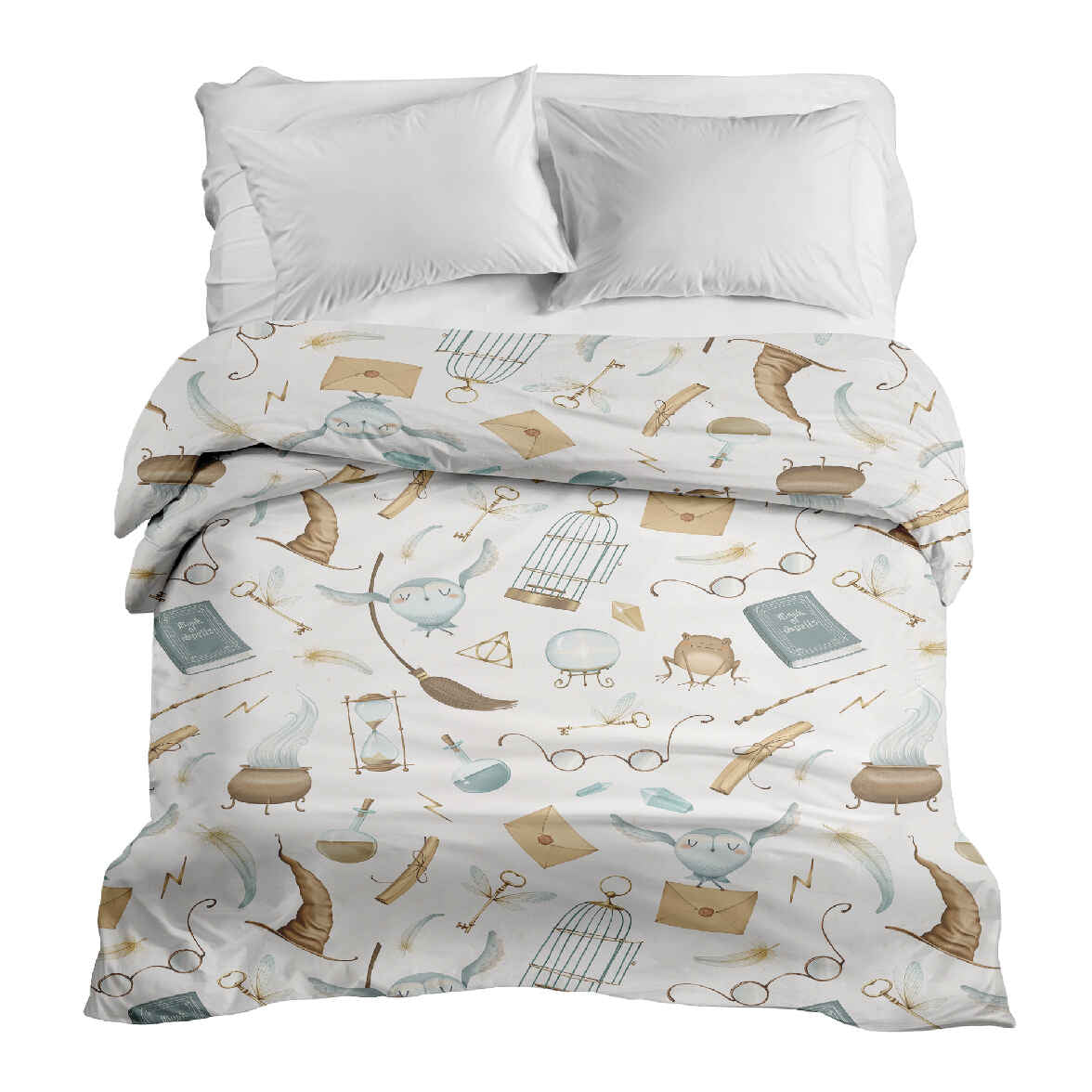 Originele therapiedeken - katoenen hoes wit magische dingen