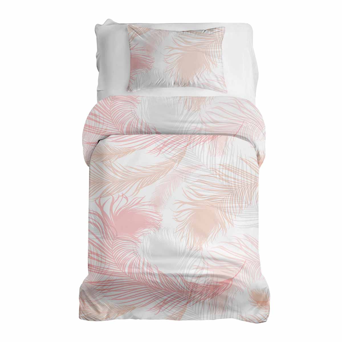 Original Therapiedecke - Baumwoll Bettwäsche Set Weiß mit rosa Federn