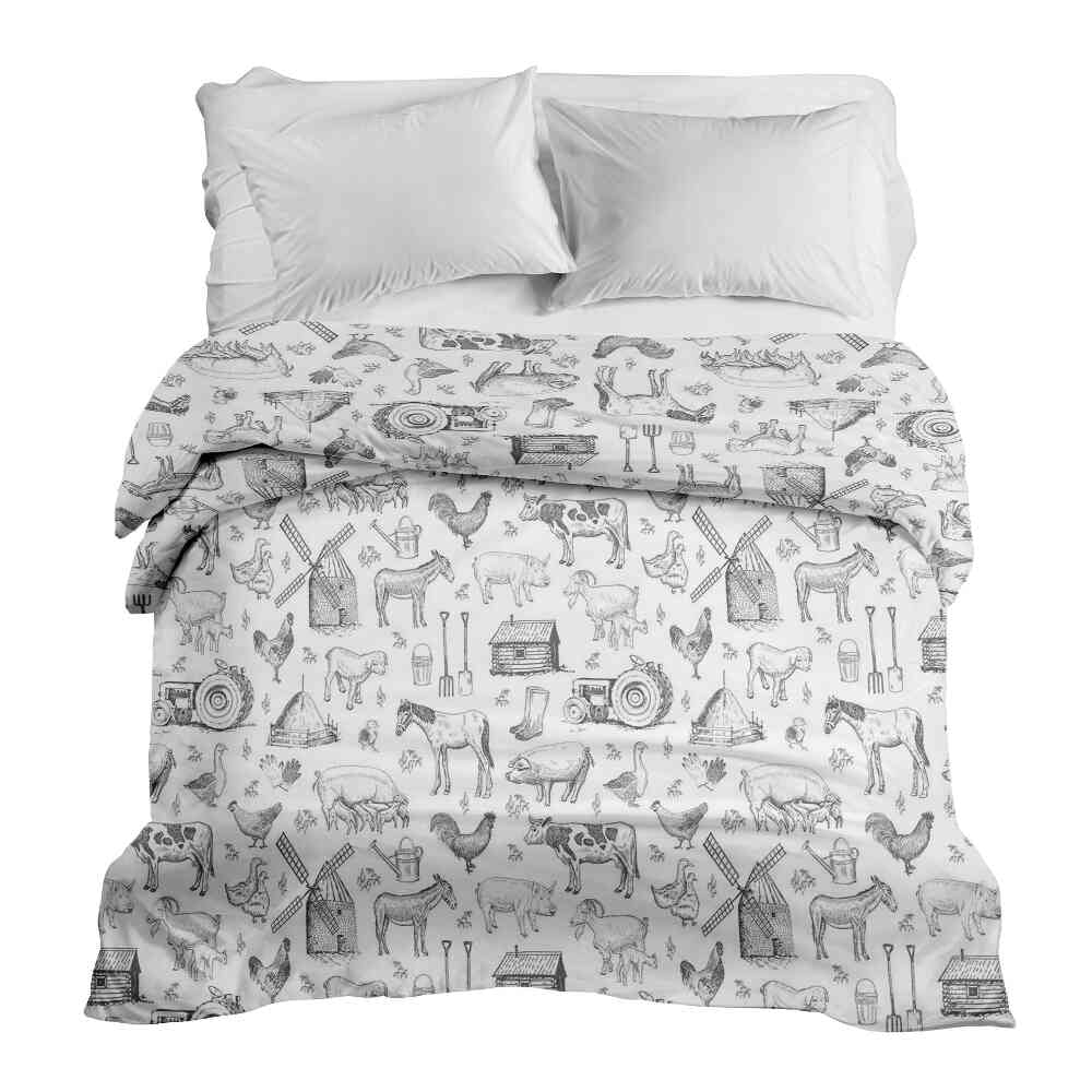 Original Therapiedecke - Baumwollbezug Grau Bauernhof