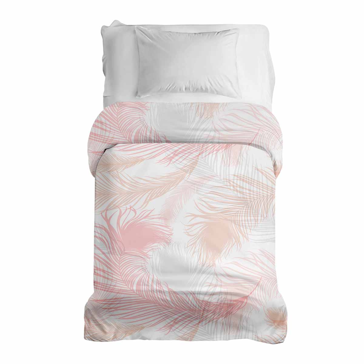 Originele therapiedeken - katoenen hoes wit met roze veren