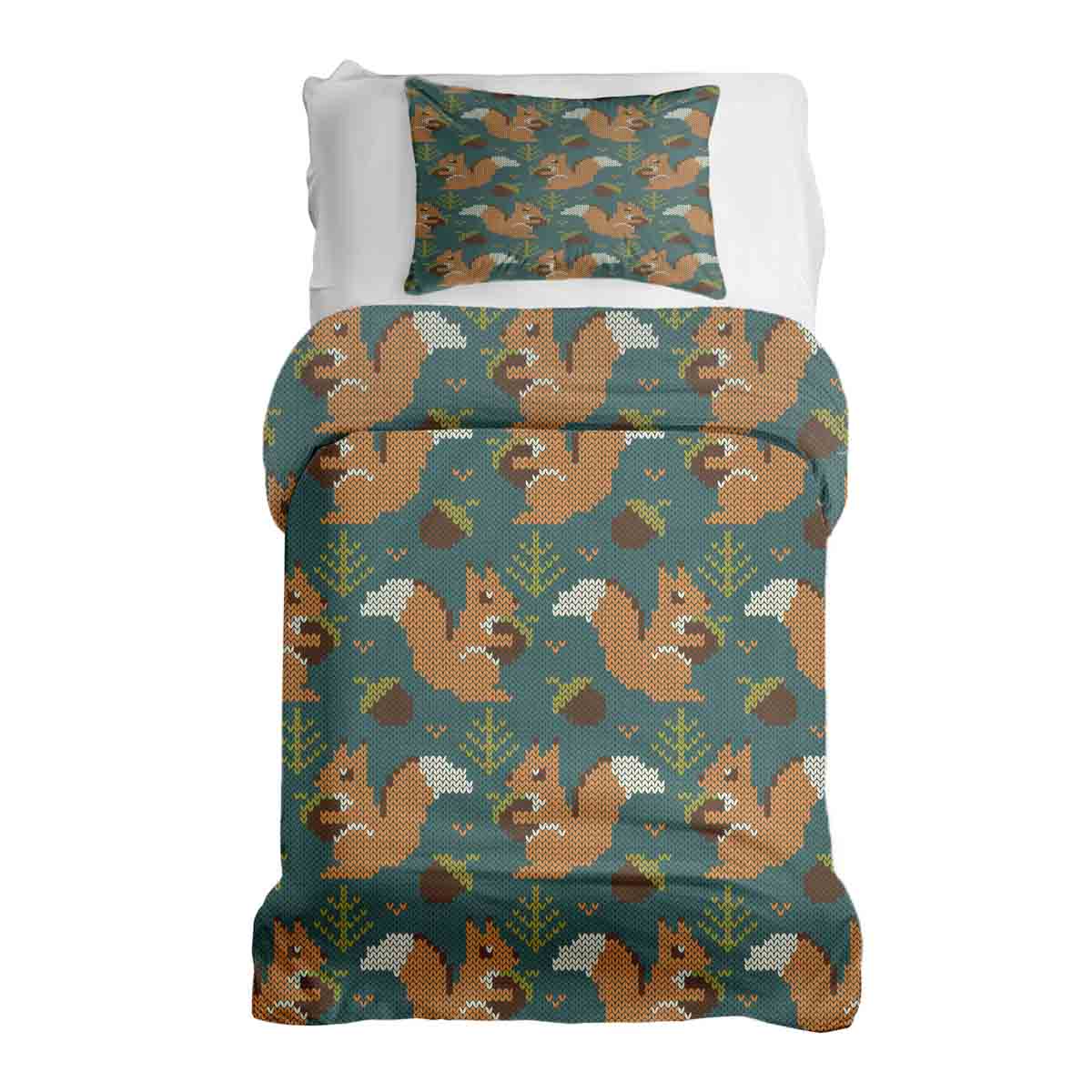 Therapiedekens beddengoed set groen met eekhoorn