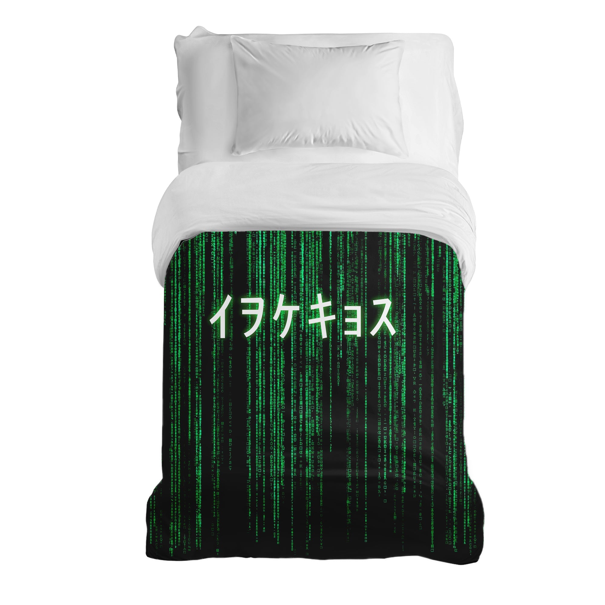 Originele therapiedeken - katoenen hoes groen matrixcode