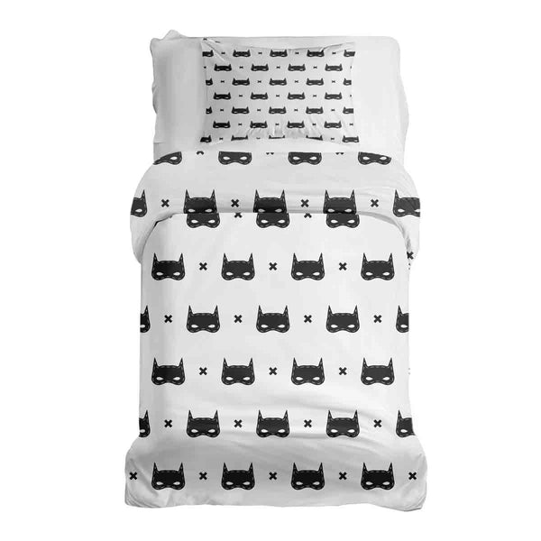 Therapiedekens beddengoed set wit met kattenmasker