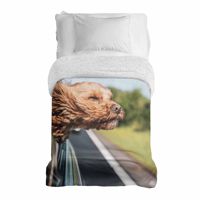 Therapiedekens katoenen hoes met hond in de auto