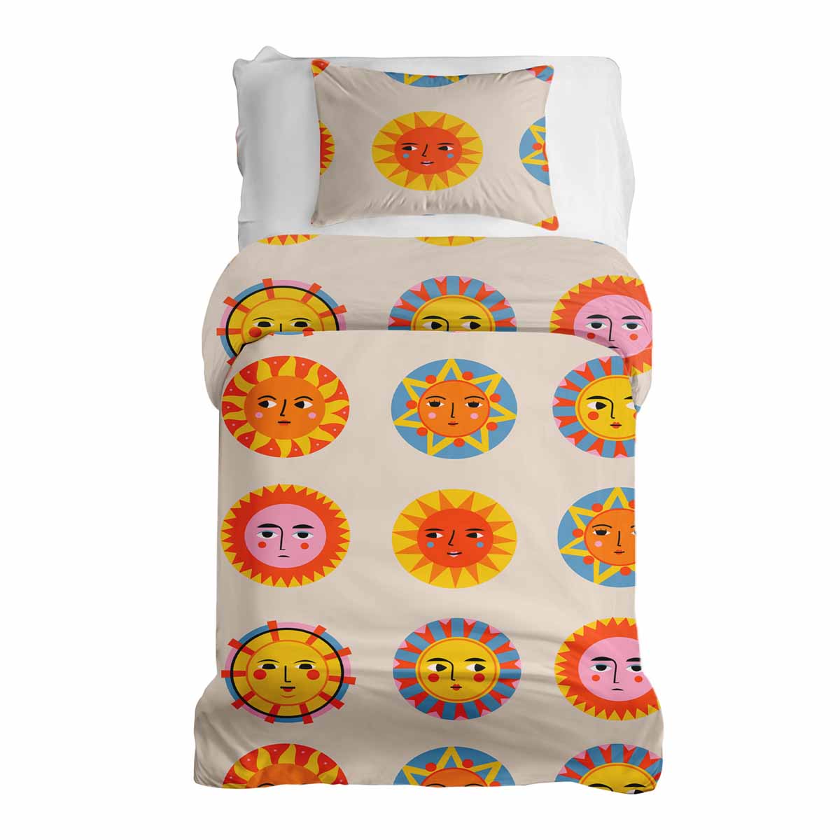 Original Therapiedecke - Baumwoll Bettwäsche Set Beige mit Sonnen