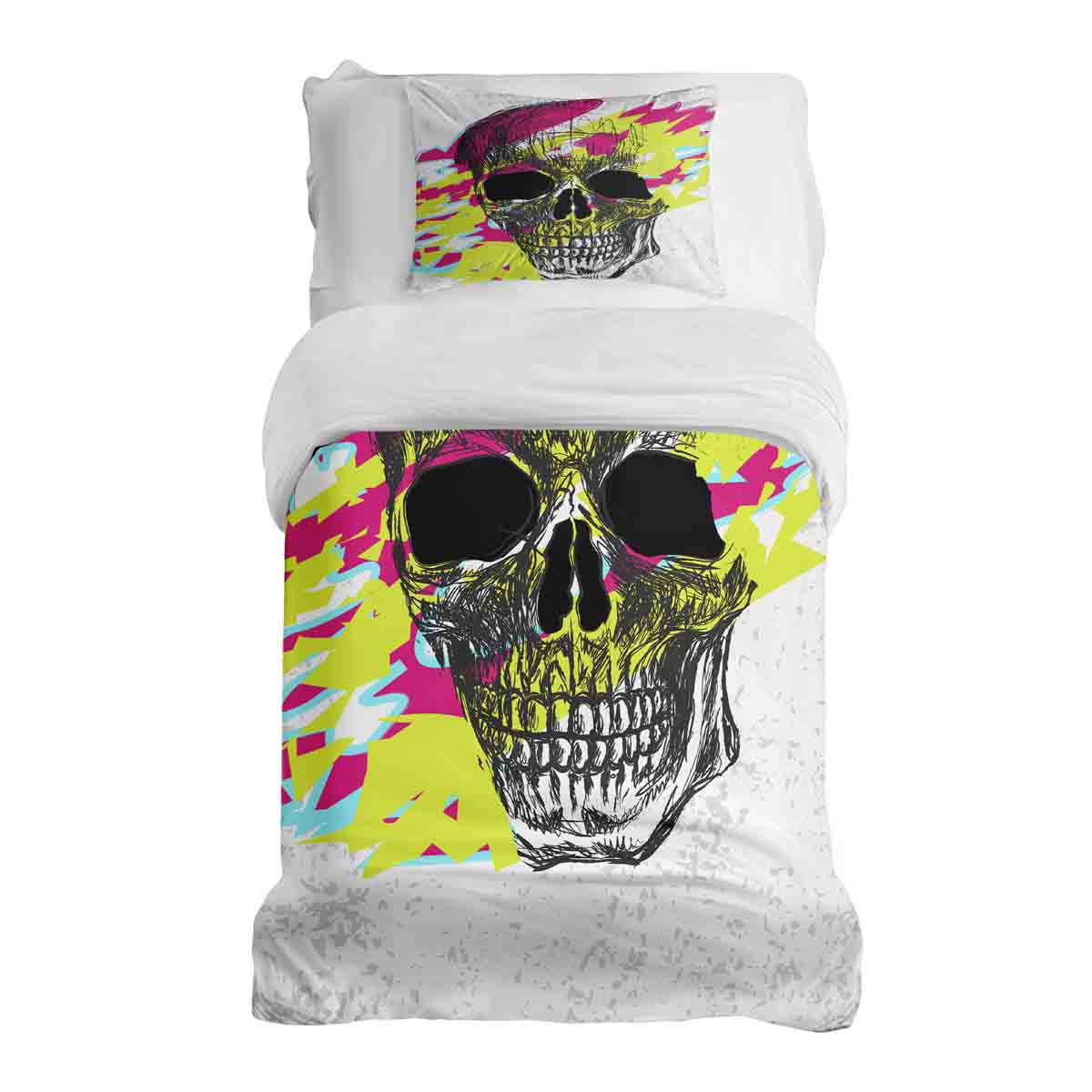 Original Therapiedecke - Baumwoll Bettwäsche Set Totenkopf Bunt