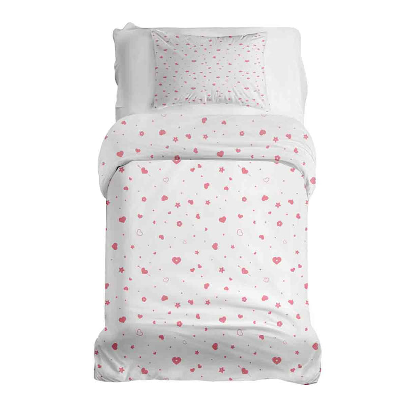 Therapiedekens Beddengoed Set Roze Hartjes en Bloemen