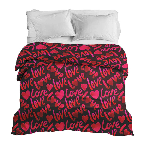 Therapiedekens katoenen hoes zwart met opschrift Love