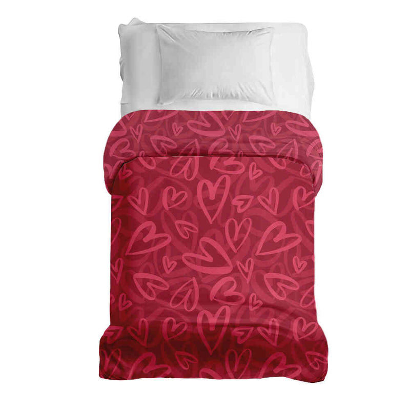 Therapiedekens katoenen hoes rood met roze hartmotief