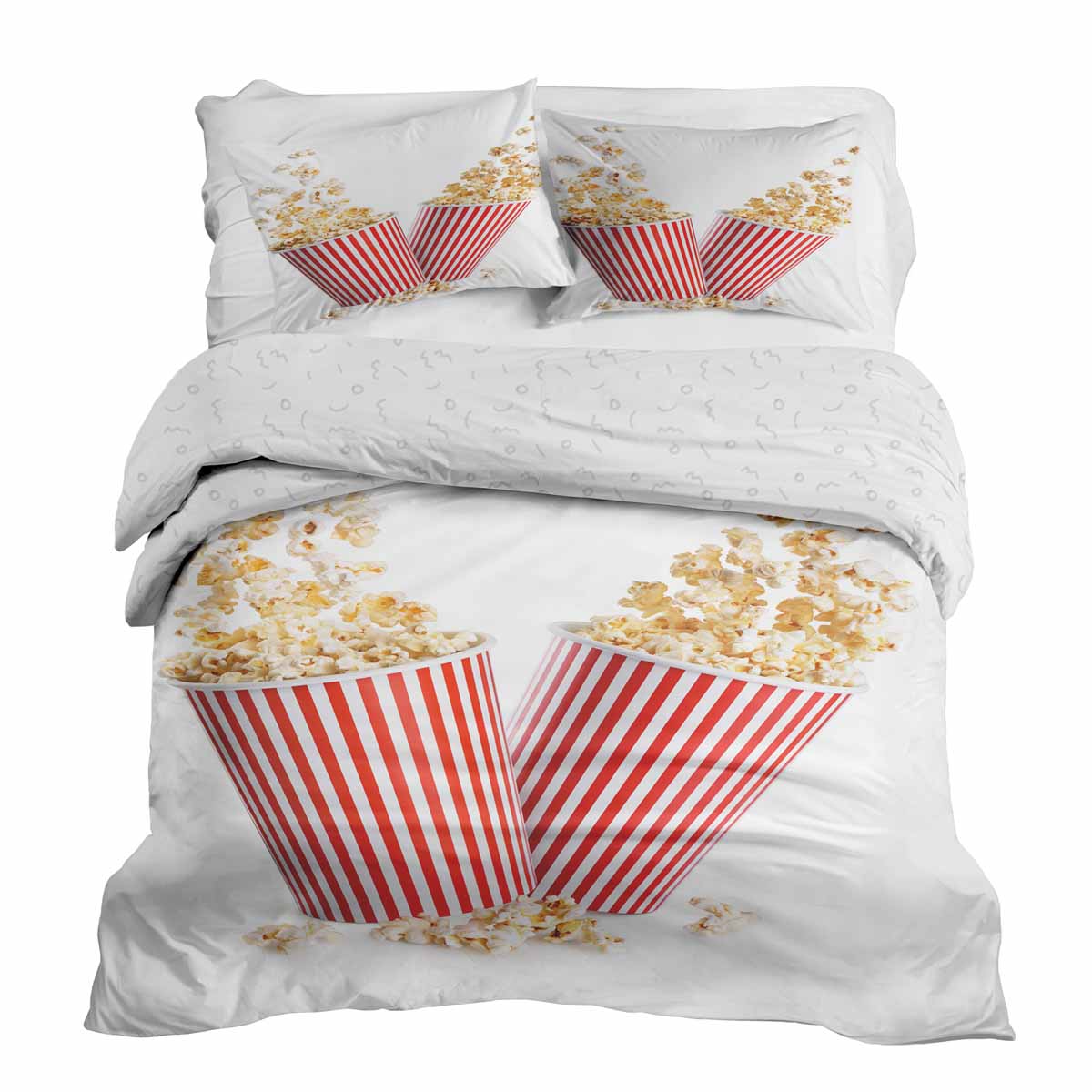 Original Therapiedecke - Baumwoll Bettwäsche Set Weiß mit Popcorn
