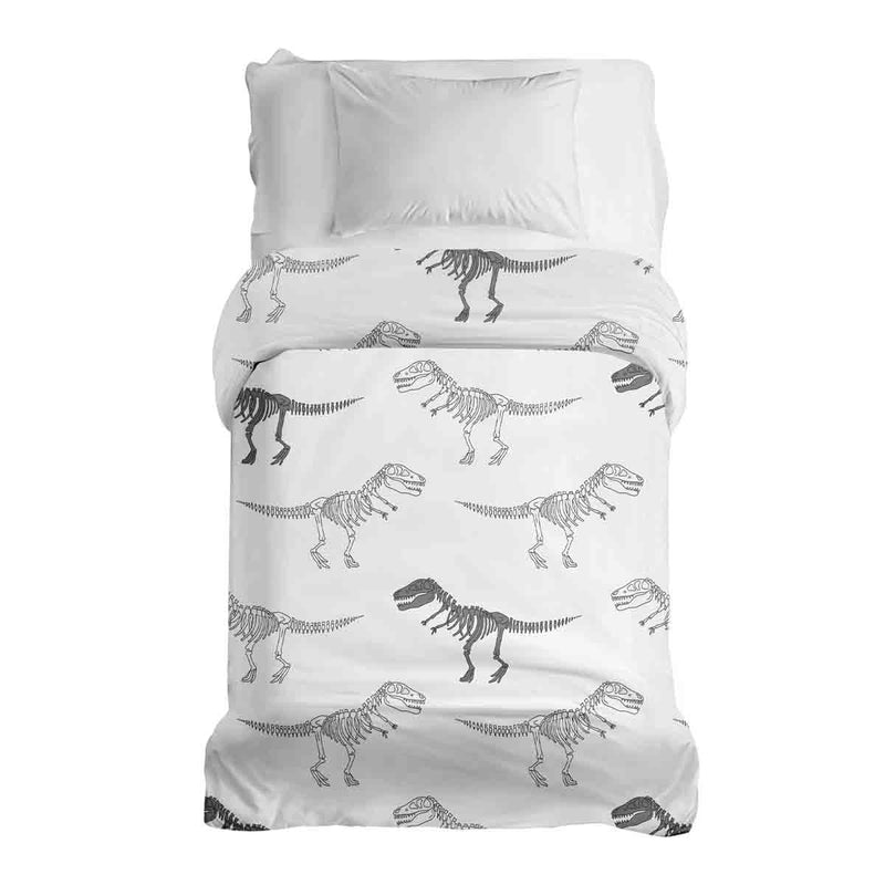 Therapiedekens katoenen hoes wit met dinosaurus skelet