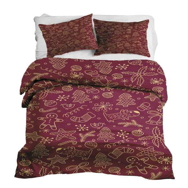 Therapiedekens beddengoed set rood met grappige kerstmotieven