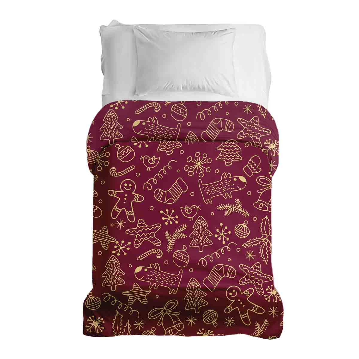 Originele therapiedeken - katoenen hoes rood met leuke kerstmotieven