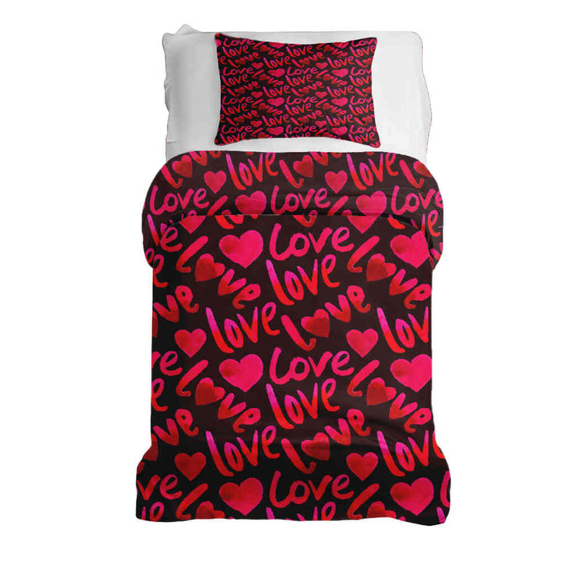 Therapiedekens Beddengoed Set Zwart met Opschrift Love