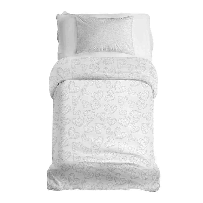 Therapiedekens beddengoed set wit met geometrische harten