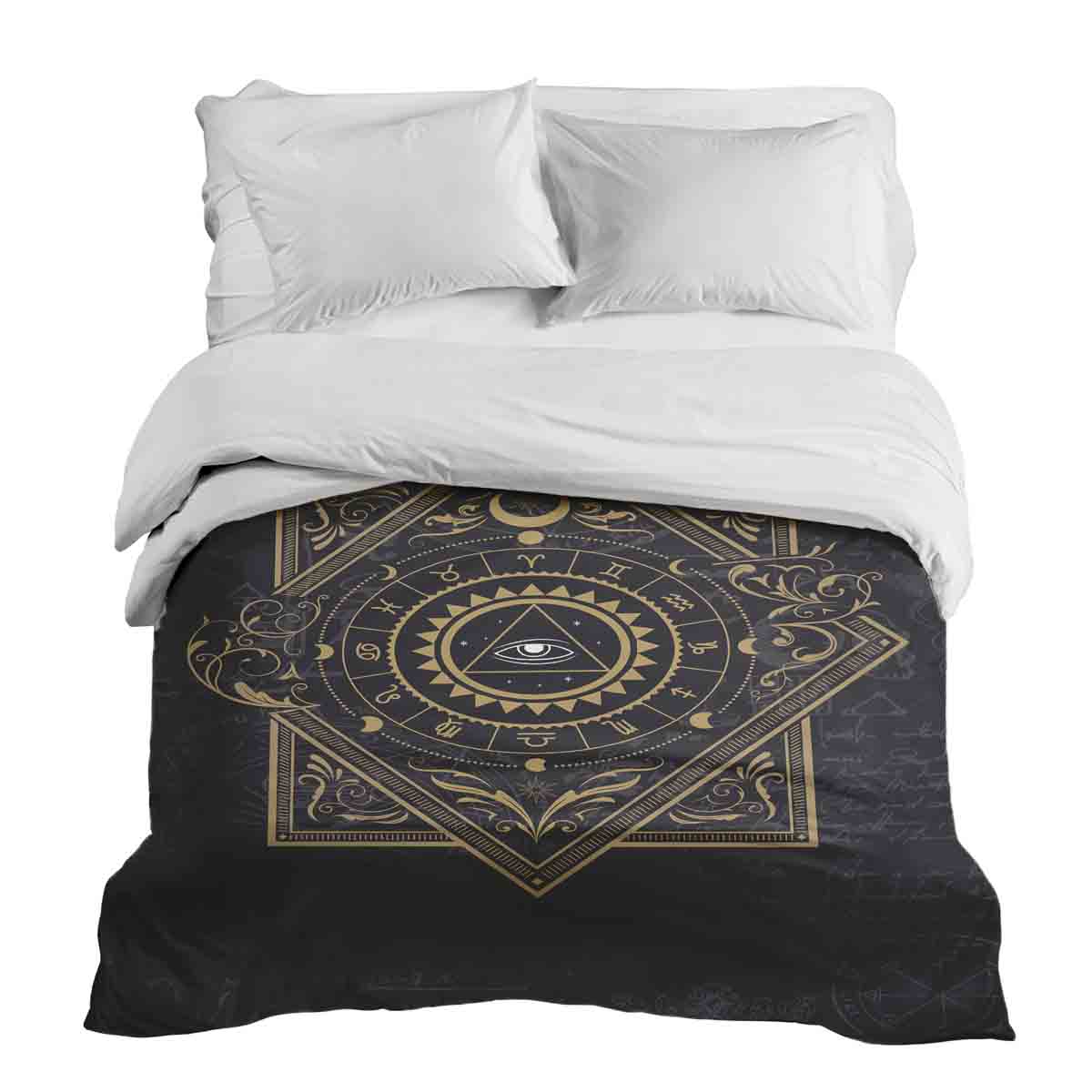 Originele therapiedeken - katoenen hoes zwart mystiek mandala