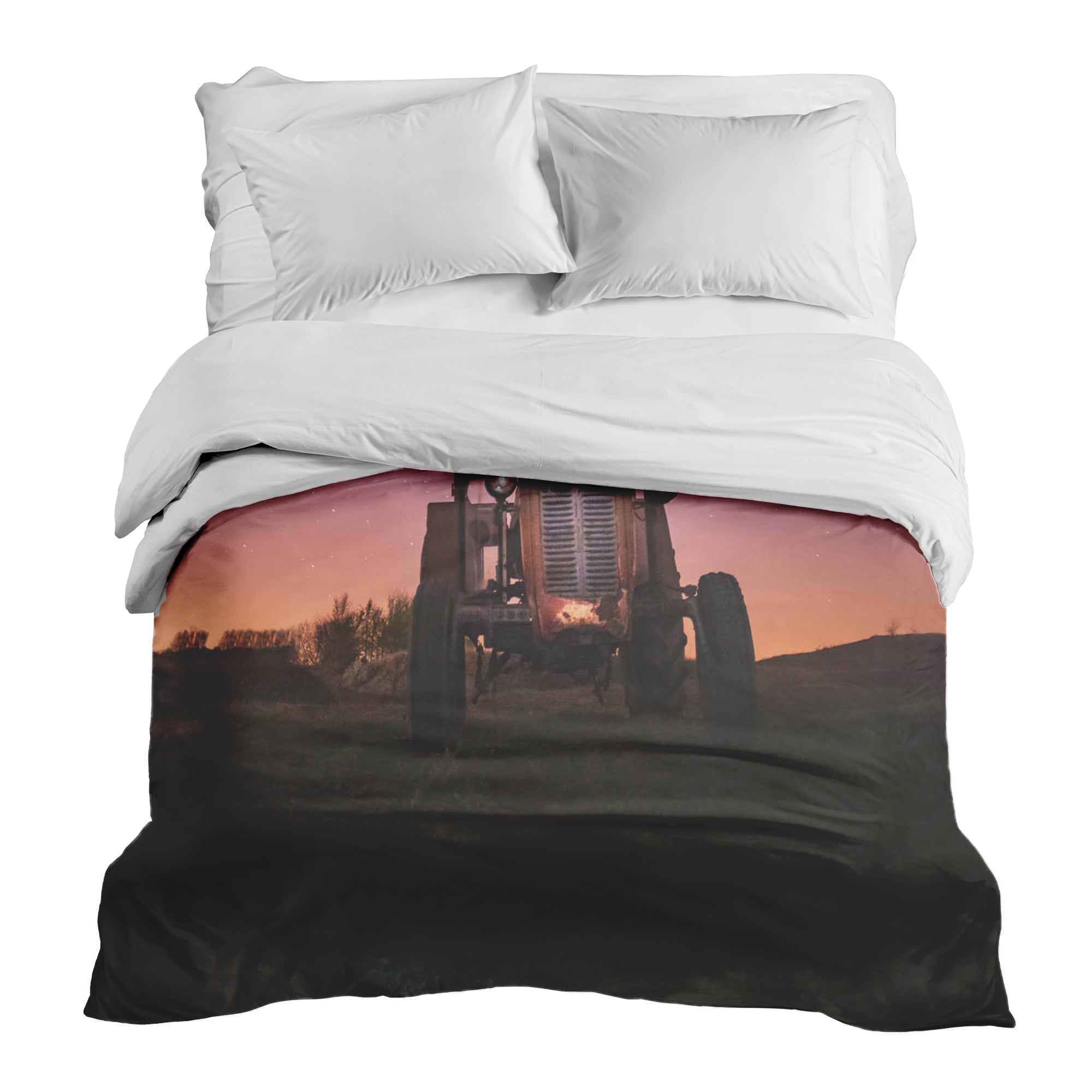 Original Therapiedecke - Baumwollbezug Lila mit Traktor