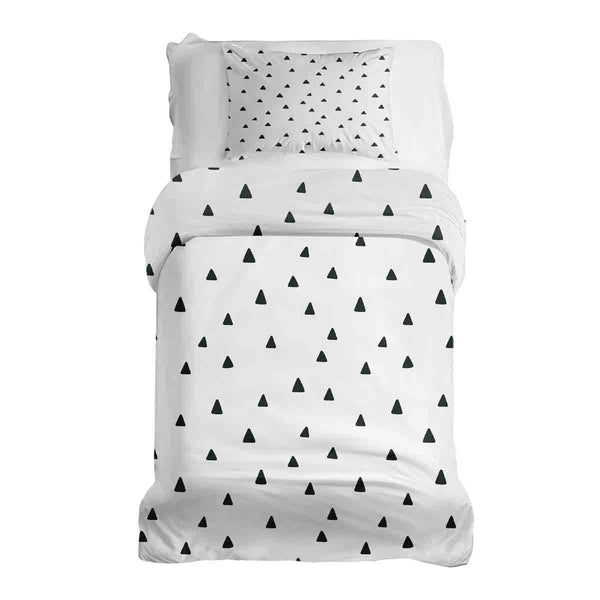 Therapiedekens beddengoedset wit met driehoeken in zwart