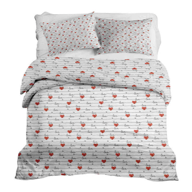 Therapiedekens beddengoed set wit met Love opschrift