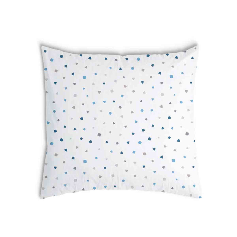 Gezondheidskussen wit met kleine blauwe vormen
