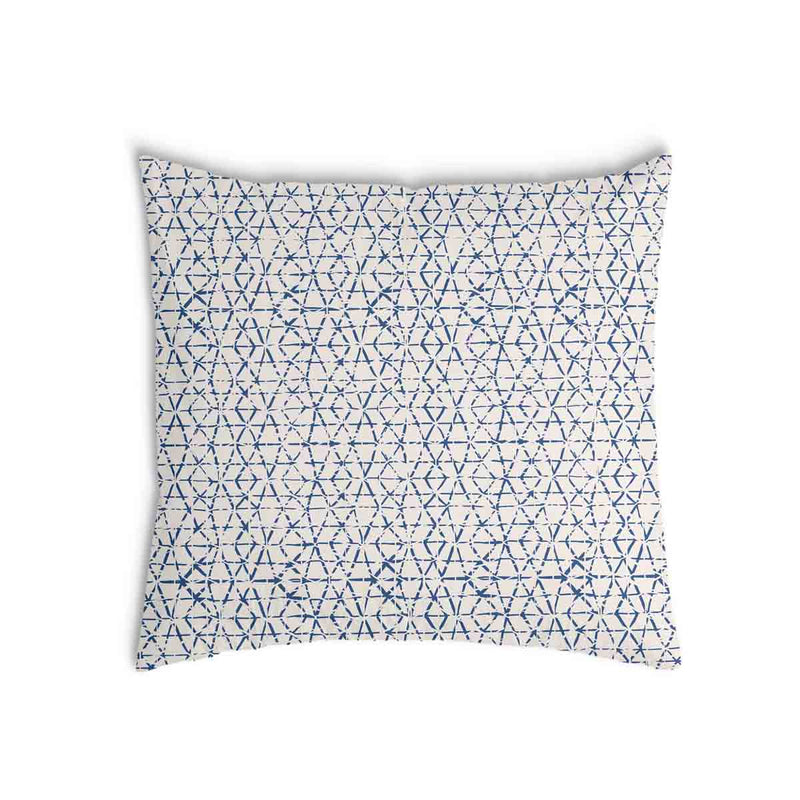 Gezondheidskussen wit met delicate blauwe vormen