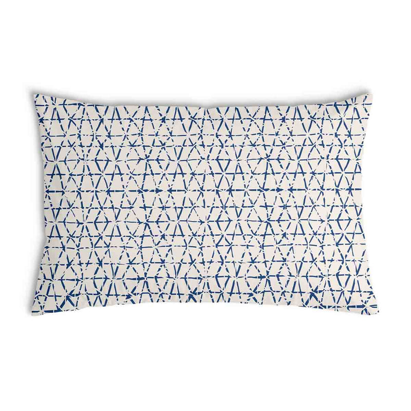 Gezondheidskussen wit met delicate blauwe vormen