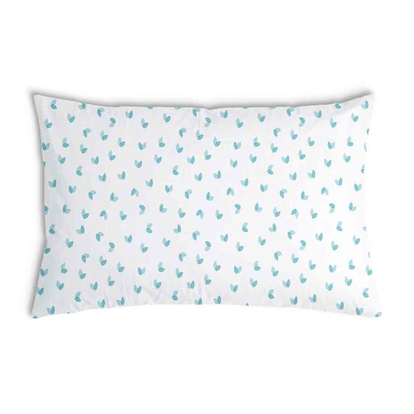 Gezondheidskussen wit met blauwe hartjes