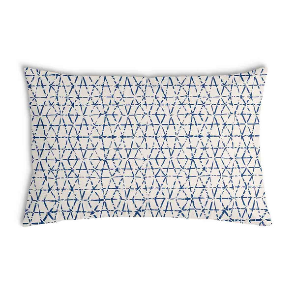 Gezondheidskussen wit met delicate blauwe vormen