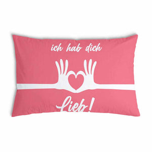 Gezondheitskussen met katoenen hoes roze ik hou van je