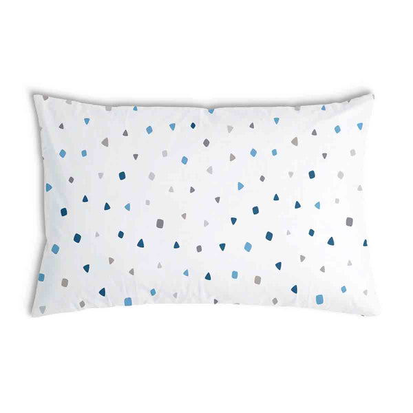 Gezondheidskussen wit met kleine blauwe vormen
