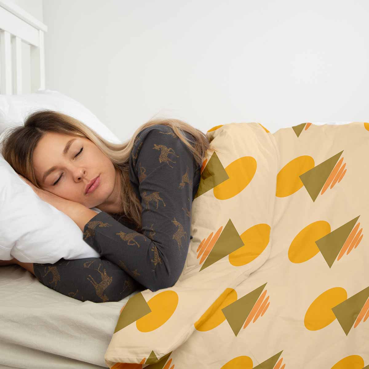 Therapiedekens beddengoedset met gele vormen