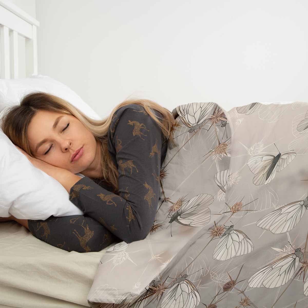 Original Therapiedecke - Baumwoll Bettwäsche Set Beige mit Motten