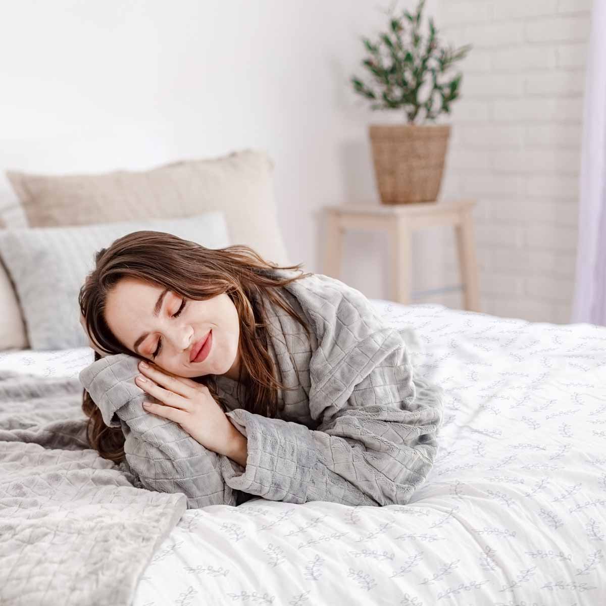 Therapiedekens beddengoedset met delicate bladeren