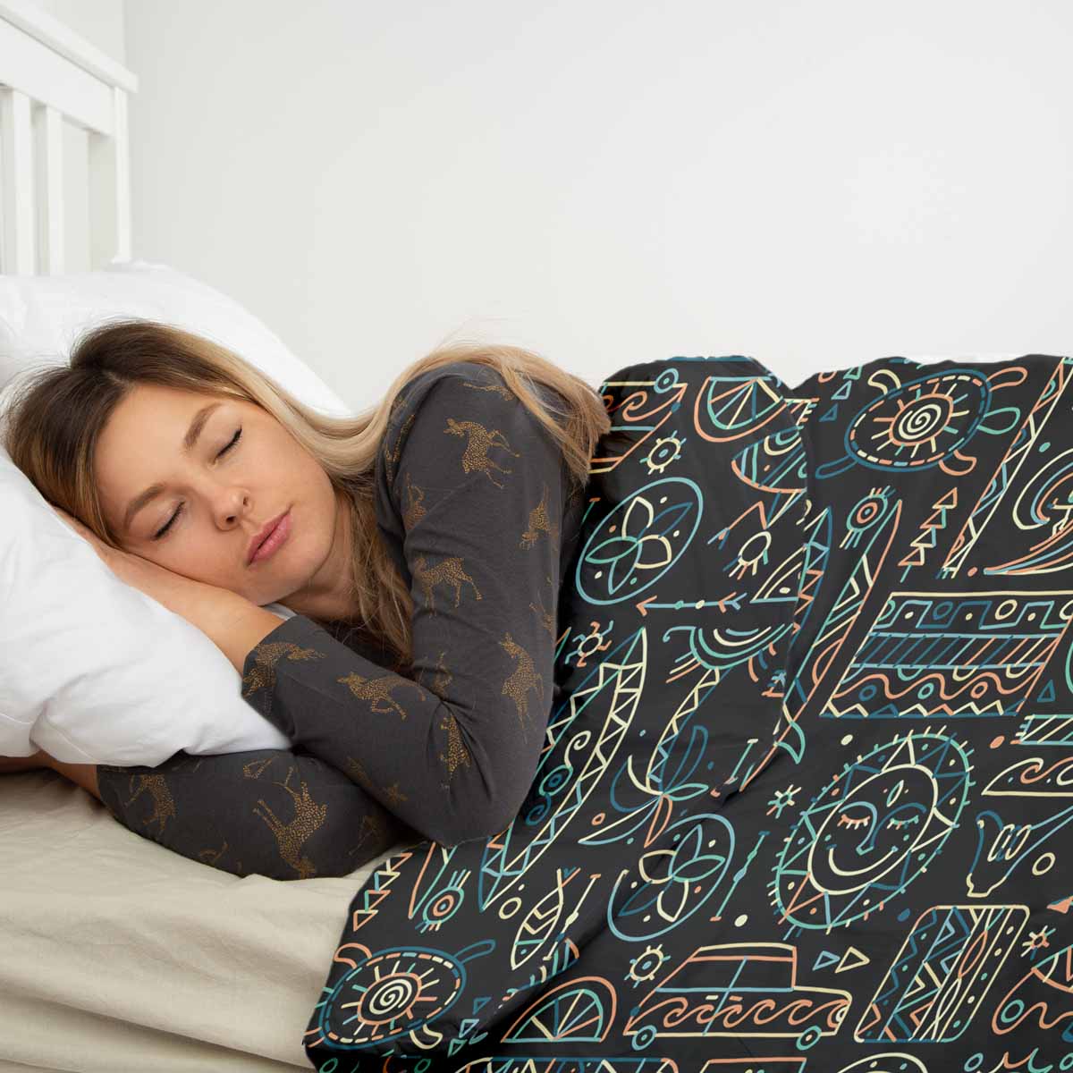 Therapiedekens beddengoedset met groen Hawaii-patroon