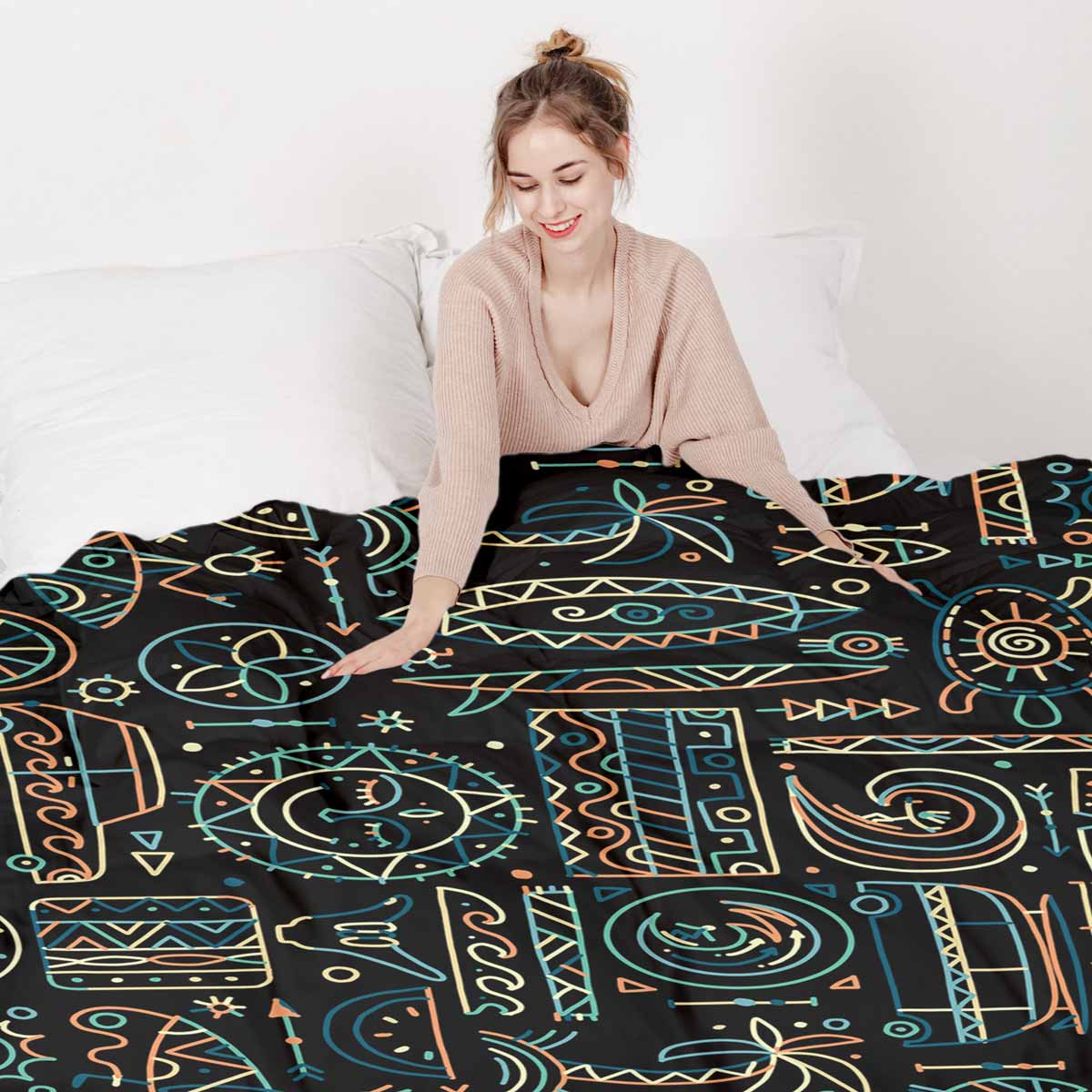 Therapiedekens beddengoedset met groen Hawaii-patroon